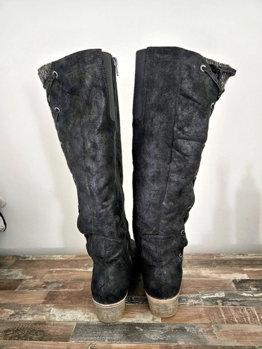 Kohl's Black Lace-Up Tall Boots US 8 M - Picture 4 of 6